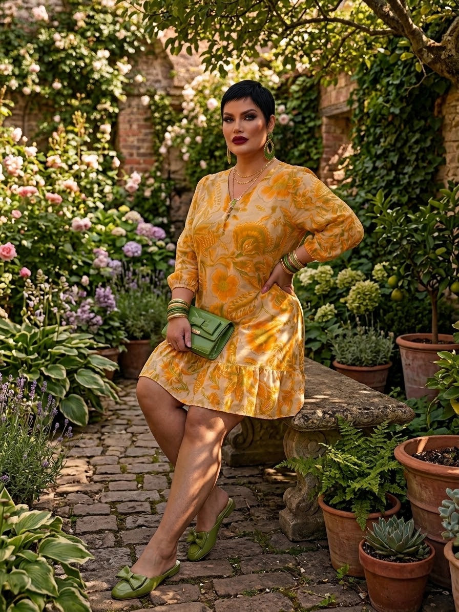 Gold Peasant Leisure Dress