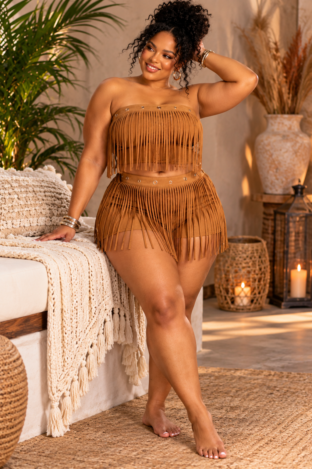 Fringe Tube Top and Bootyshort
