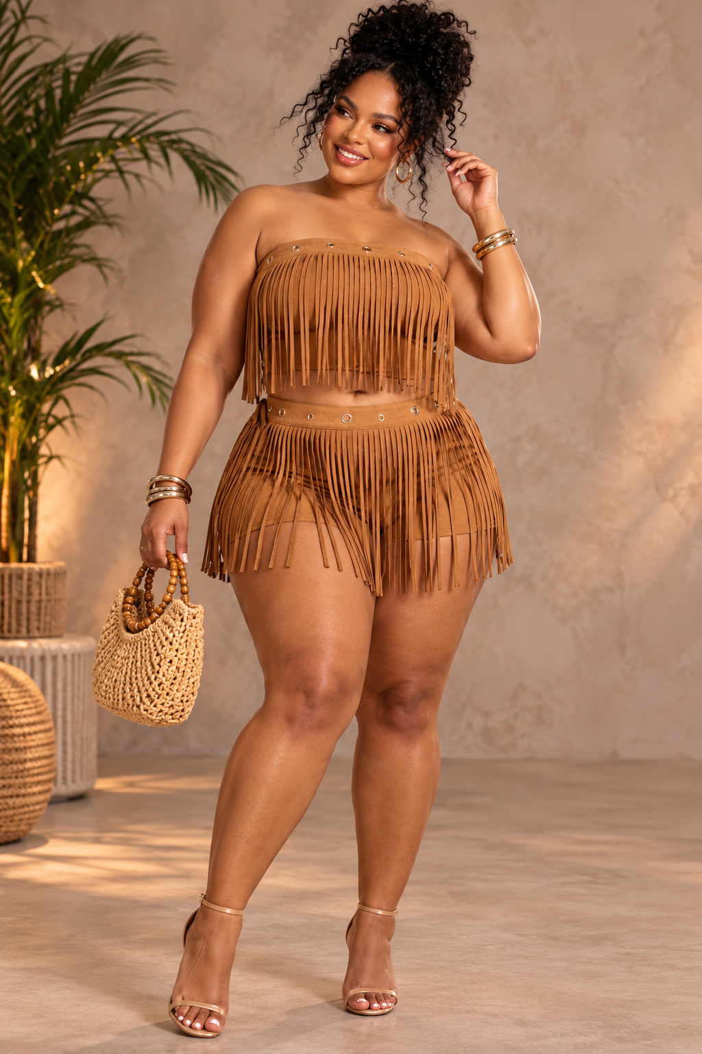 Fringe Tube Top and Bootyshort